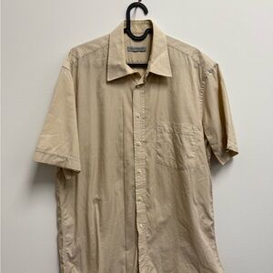 Alfani Men's Tan Short Sleeve Button Down Shirt